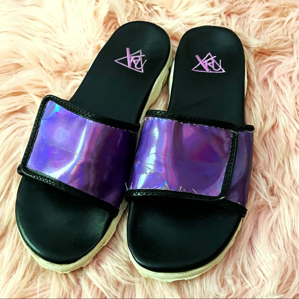 🎉HP🎉 - YRU Purple Holographic Slides 💜